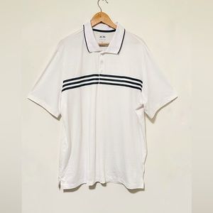 Adidas White Striped Polo Golf Active Top